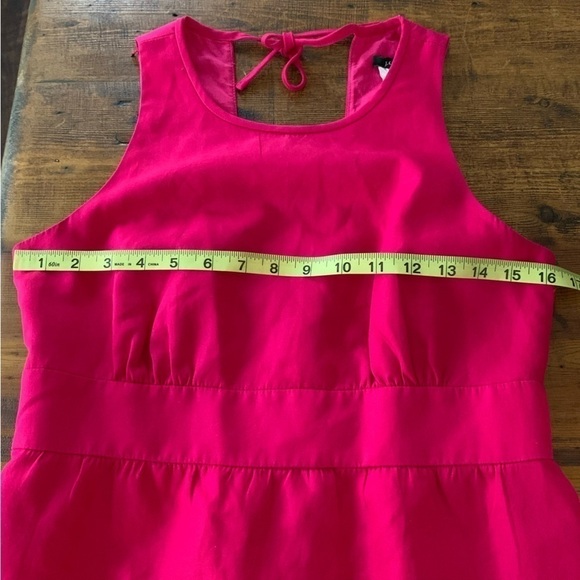 J Crew Hot Pink Cotton Summer V Back Tie Neck Fit & Flare Dress Sz 6 - Picture 4 of 7